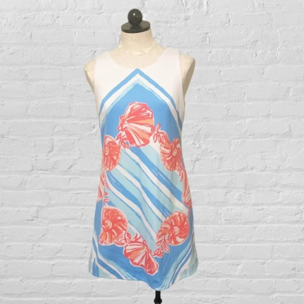 Lilly Pulitzer Callie For the Shell of it Seashell Print Casual Dress XS